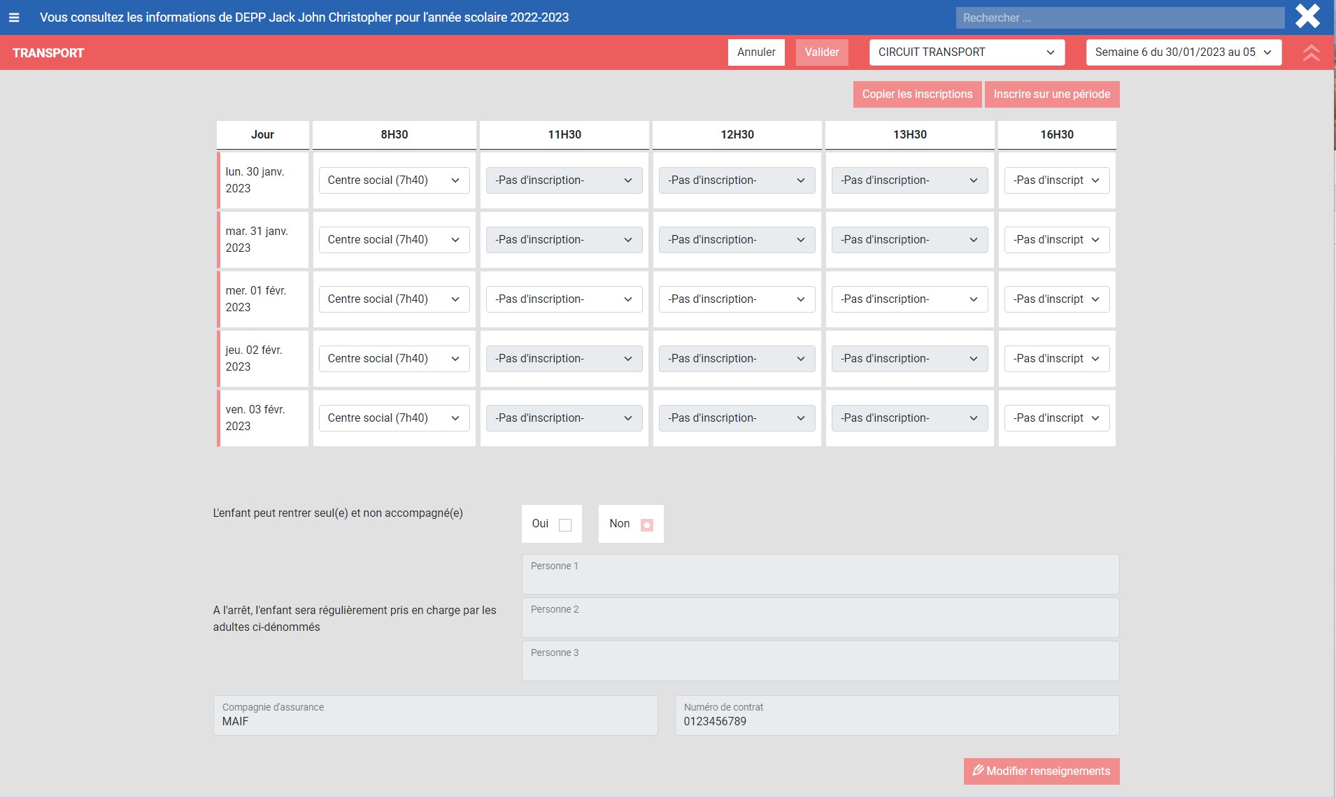 Inscription transport Inscription transport